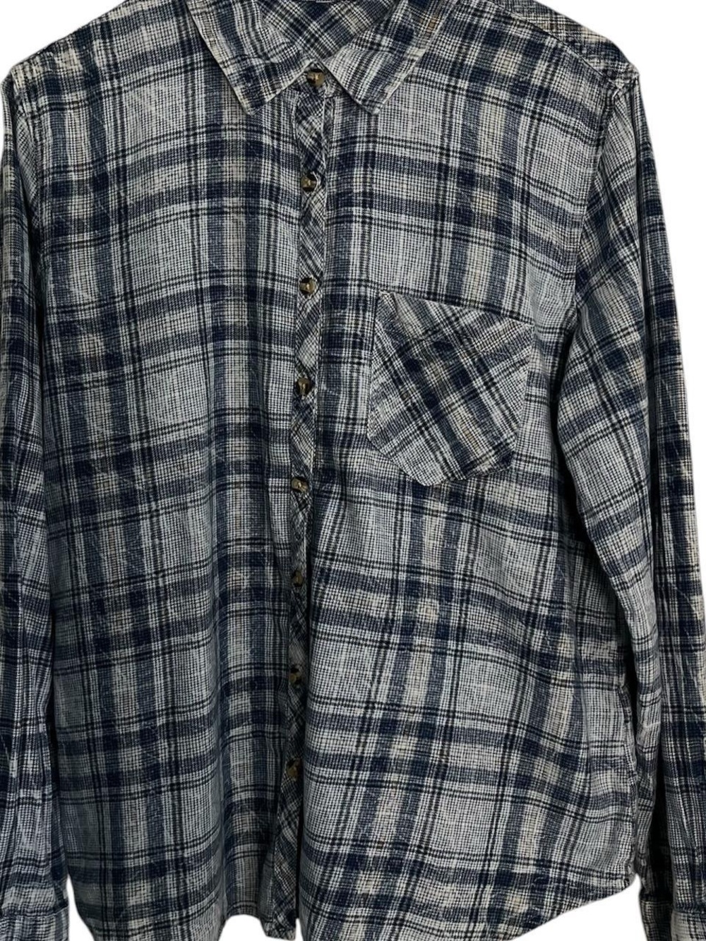 Maurices Navy and Gray Plaid Button-Down Shirt